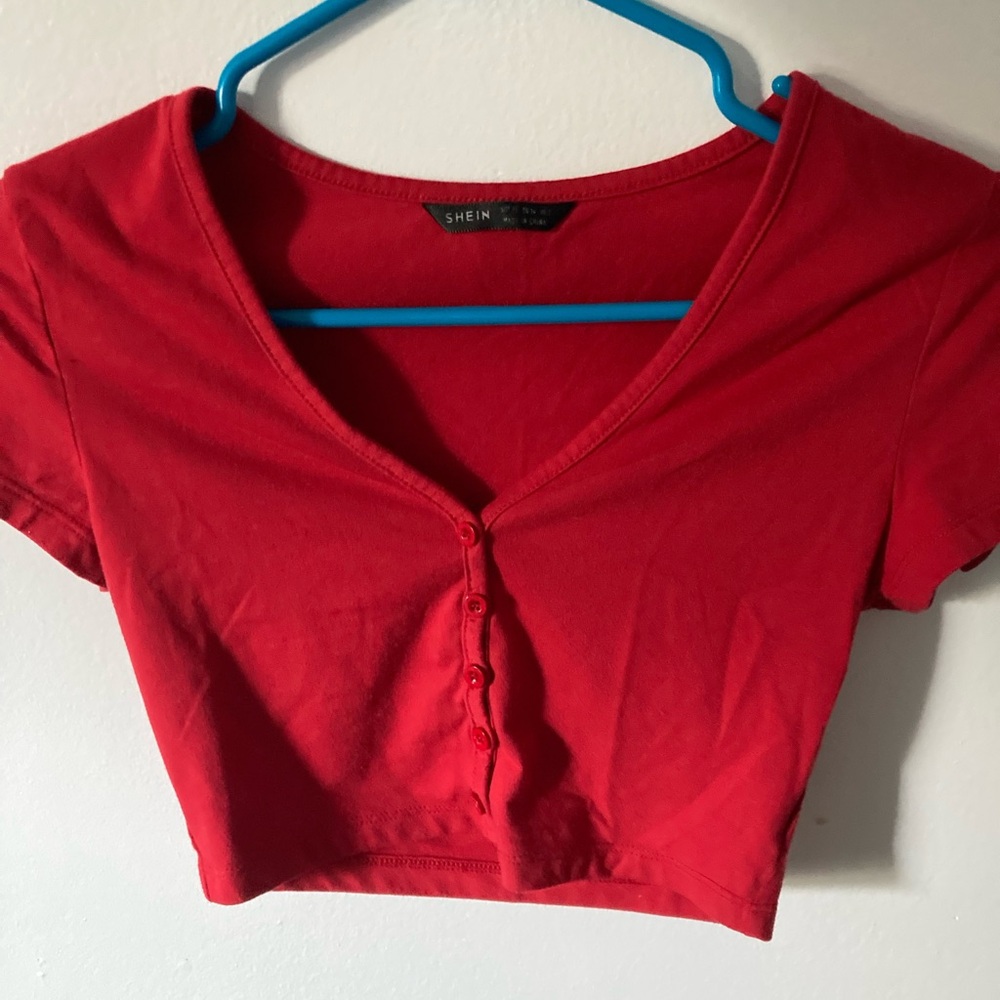 SHEIN Scarlet V-Neck Crop Top